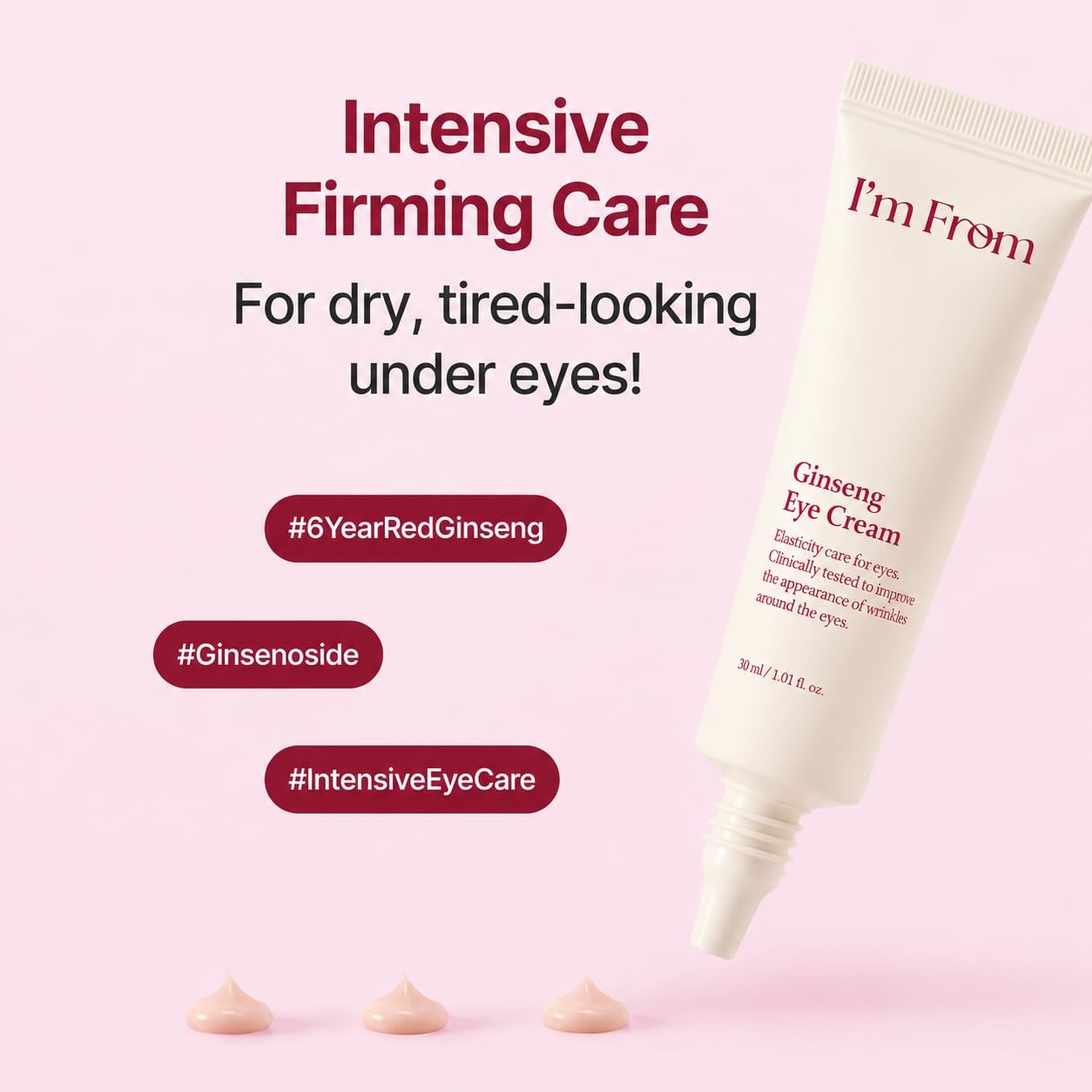 image:imageIm From Ginseng EyeampNeck Cream Korean Red Ginseng Eye Cream for Nourishment Deep Moisture Care 101 fl oz