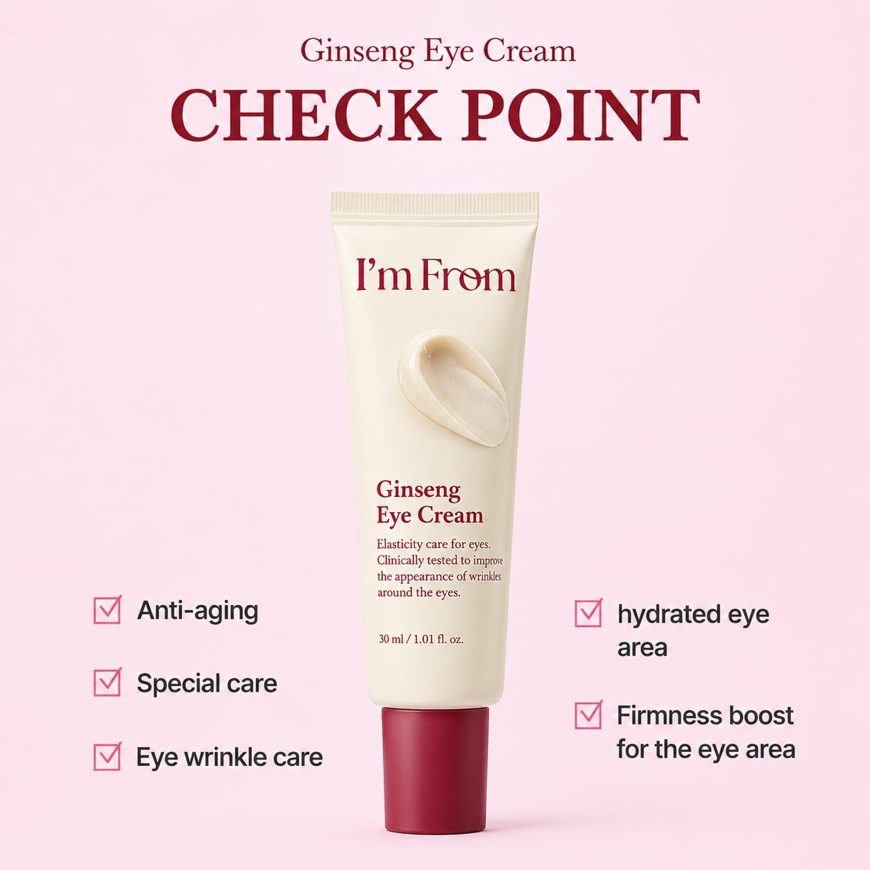 image:imageIm From Ginseng EyeampNeck Cream Korean Red Ginseng Eye Cream for Nourishment Deep Moisture Care 101 fl oz